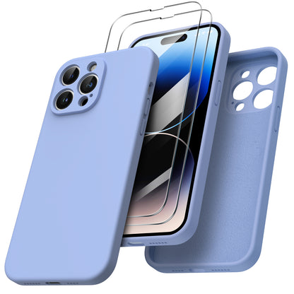 ORNARTO Liquid Silicone iPhone 14 Pro Max Case with Camera Protection and 2 Screen Protectors