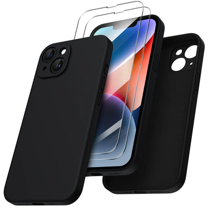 ORNARTO Liquid Silicone iPhone 14 Case with Camera Protection and 2 Screen Protectors