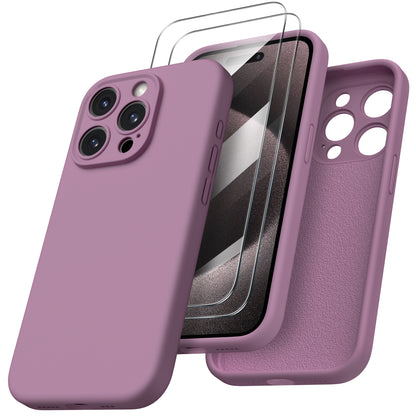 ORNARTO Liquid Silicone iPhone 15 Pro Case with Camera Protection and 2 Screen Protectors