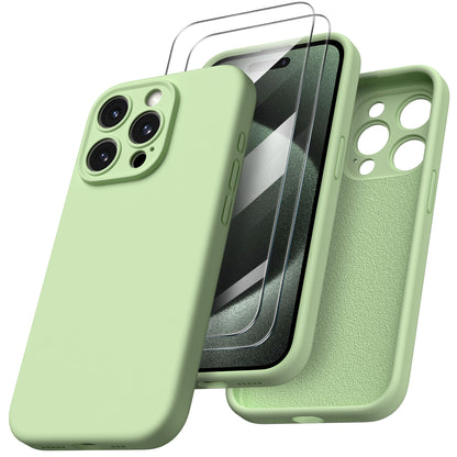 ORNARTO Liquid Silicone iPhone 15 Pro Case with Camera Protection and 2 Screen Protectors