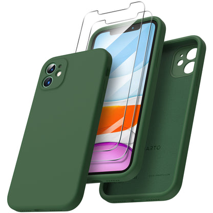 ORNARTO Liquid Silicone iPhone 11 Case with Camera Protection and 2 Screen Protectors