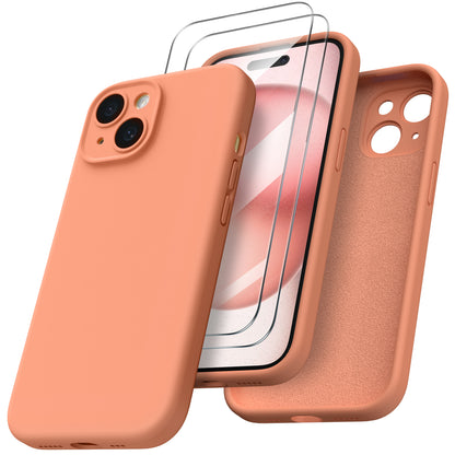 ORNARTO Liquid Silicone iPhone 15 Case with Camera Protection and 2 Screen Protectors