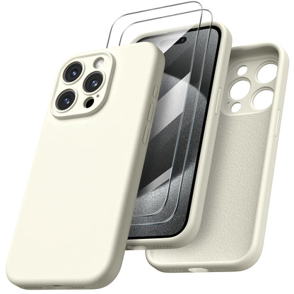 ORNARTO Liquid Silicone iPhone 15 Pro Max Case with Camera Protection and 2 Screen Protectors