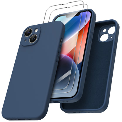 ORNARTO Liquid Silicone iPhone 14 Case with Camera Protection and 2 Screen Protectors