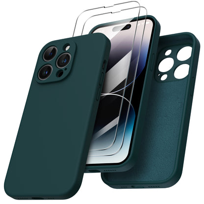 ORNARTO Liquid Silicone iPhone 14 Pro Case with Camera Protection and 2 Screen Protectors