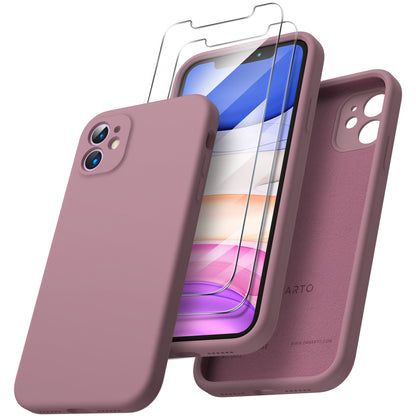 ORNARTO Liquid Silicone iPhone 11 Case with Camera Protection and 2 Screen Protectors