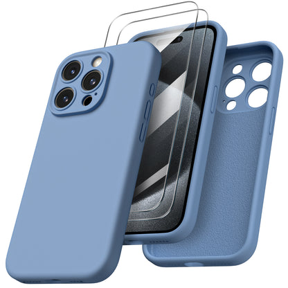 ORNARTO Liquid Silicone iPhone 15 Pro Max Case with Camera Protection and 2 Screen Protectors