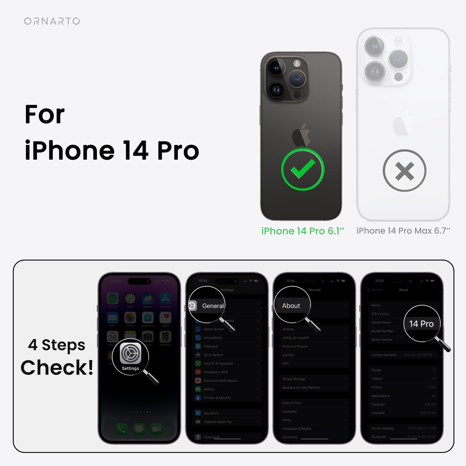 ORNARTO Liquid Silicone iPhone 14 Pro Case with Camera Protection and 2 Screen Protectors