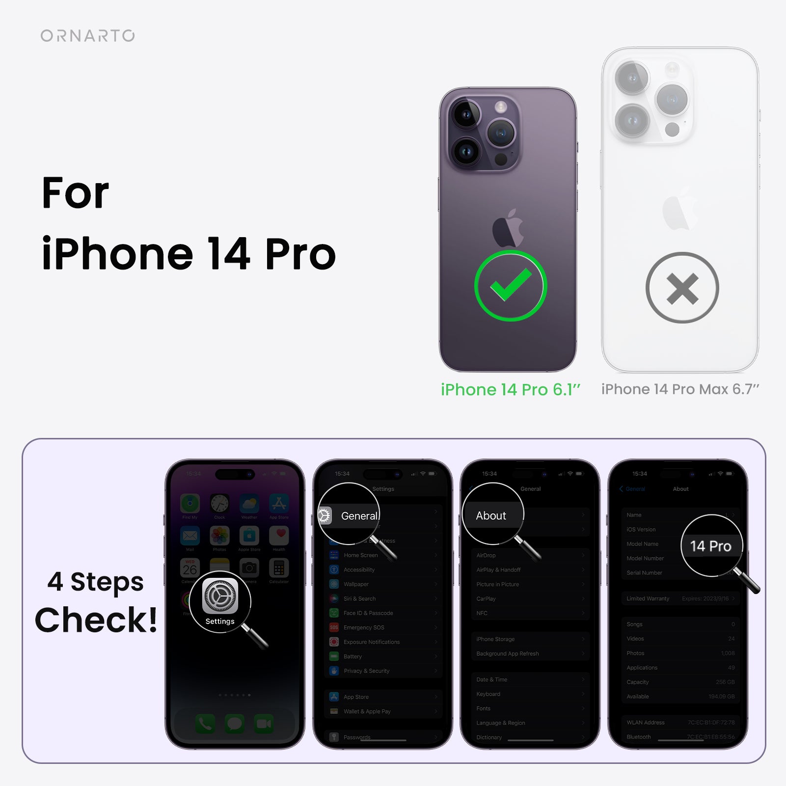 ORNARTO Liquid Silicone iPhone 14 Pro Case with Camera Protection and 2 Screen Protectors