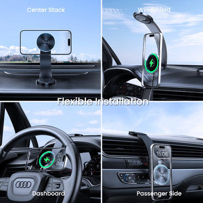 Bendable car mount compatible with MagSafe, fits all sizes smartphones