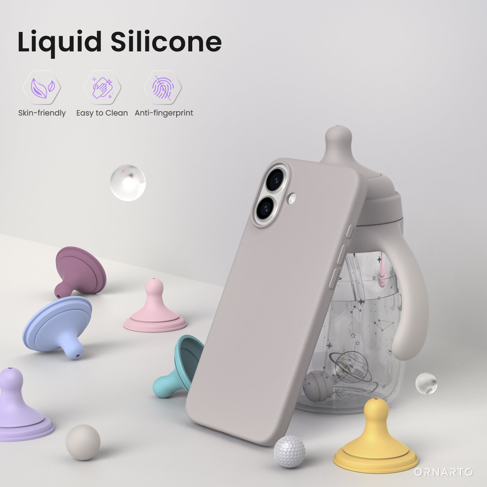 ORNARTO Liquid Silicone Case for iPhone 16 Series