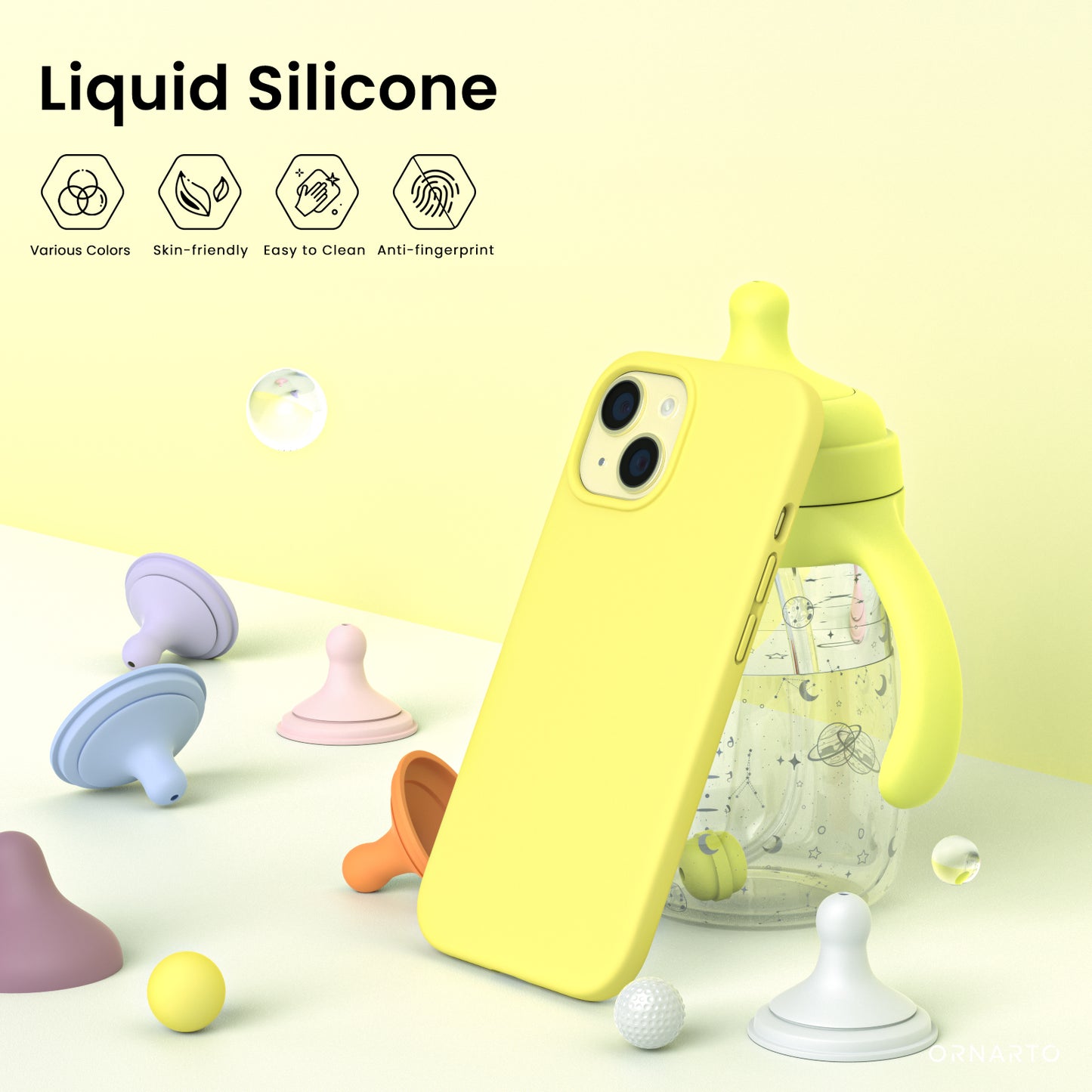ORNARTO Liquid Silicone iPhone 15 Case