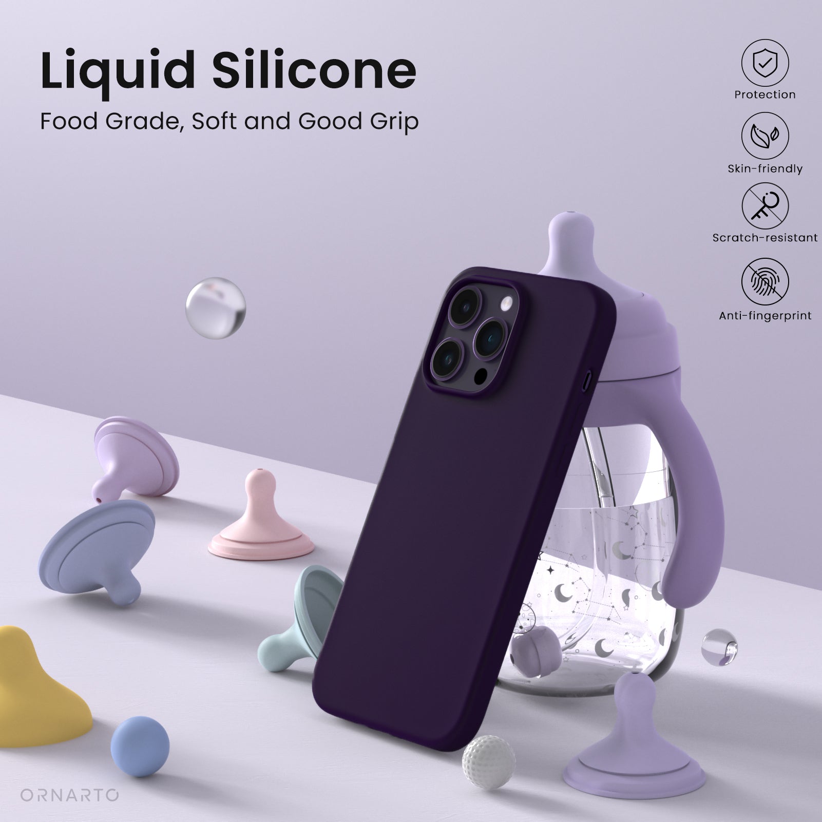 ORNARTO Liquid Silicone iPhone 14 Pro Case