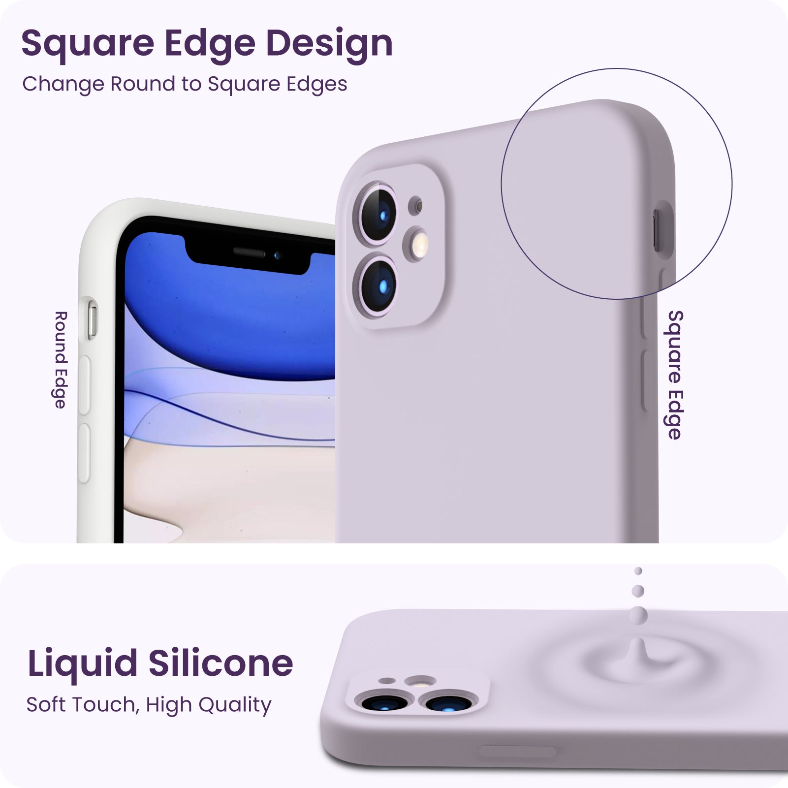 ORNARTO Liquid Silicone iPhone 11 Case with Camera Protection and 2 Screen Protectors