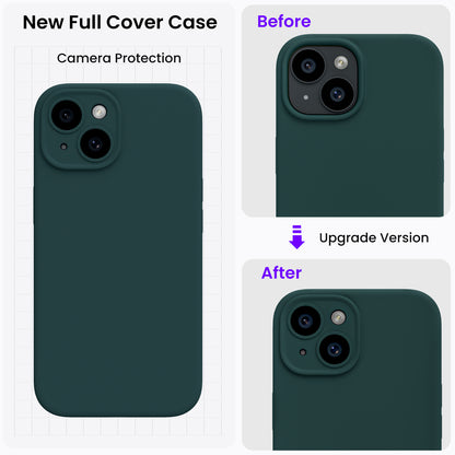 ORNARTO Liquid Silicone iPhone 15 Case with Camera Protection and 2 Screen Protectors