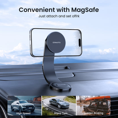 Bendable car mount compatible with MagSafe, fits all sizes smartphones