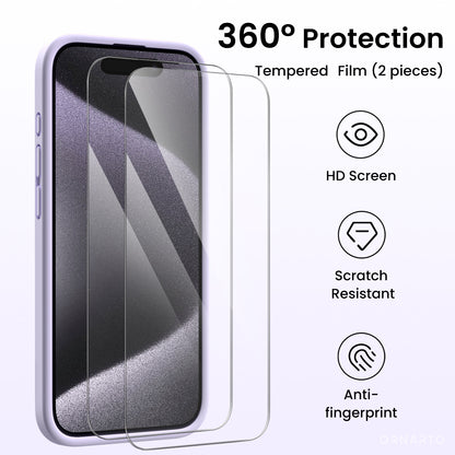 ORNARTO Liquid Silicone iPhone 15 Pro Max Case with Camera Protection and 2 Screen Protectors