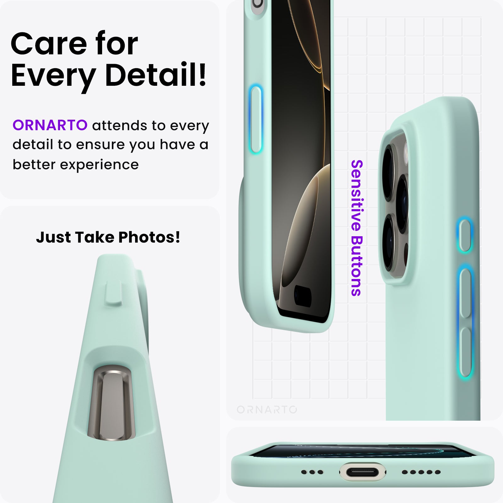 ORNARTO Liquid Silicone Case for iPhone 16 Series