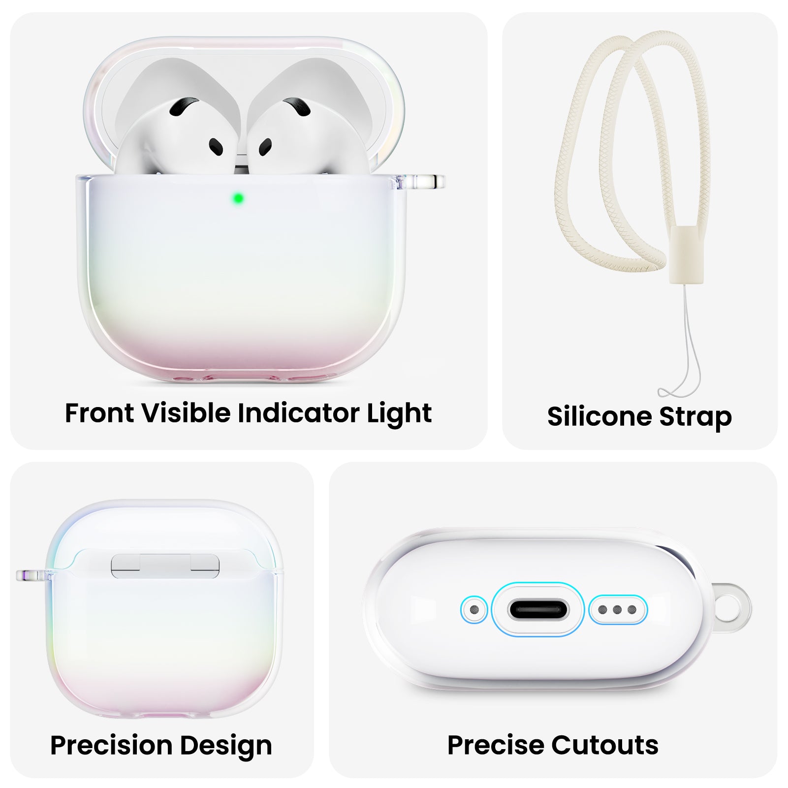 Iridescent AirPods 4 Case(2024) with Lanyard