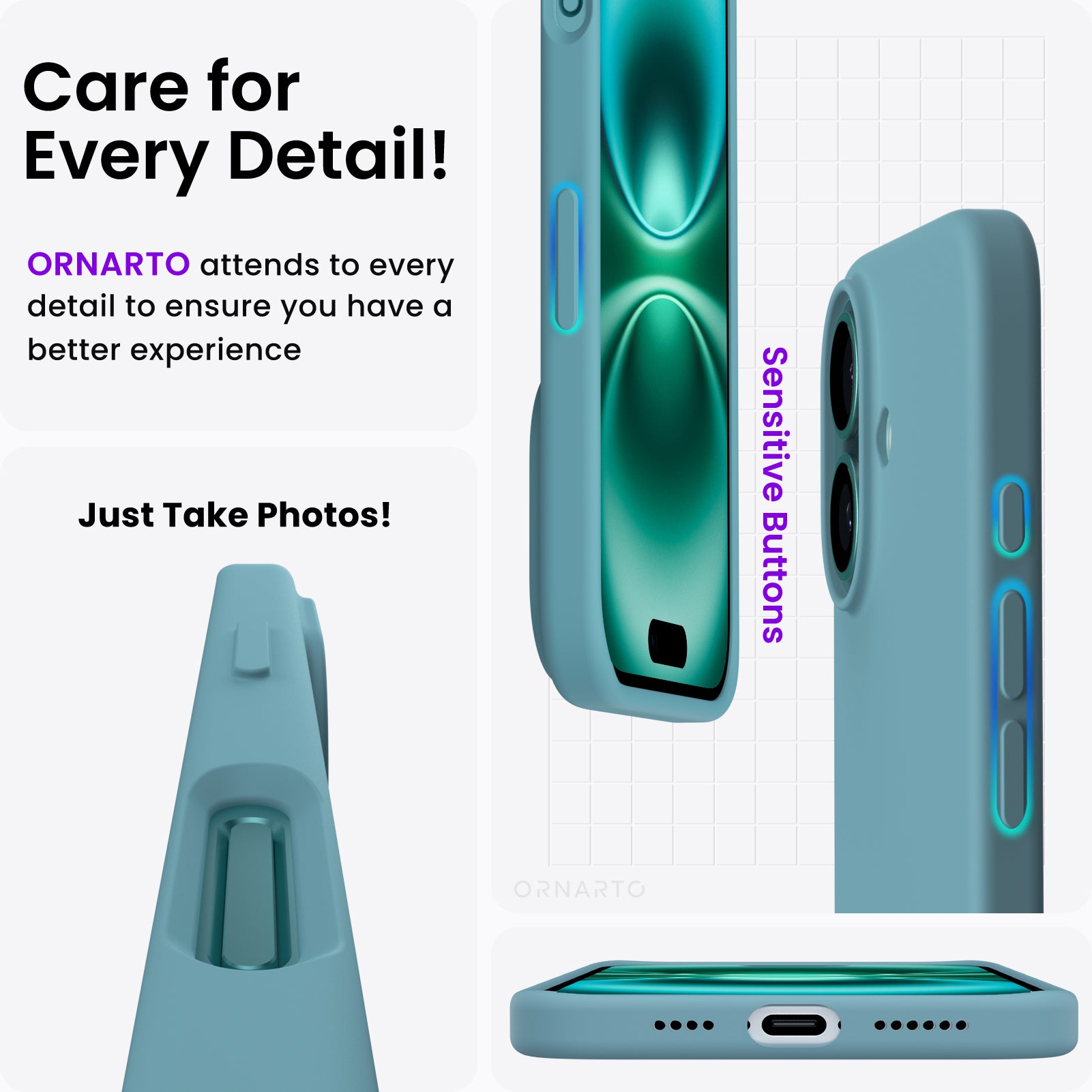 ORNARTO Liquid Silicone Case for iPhone 16 Series