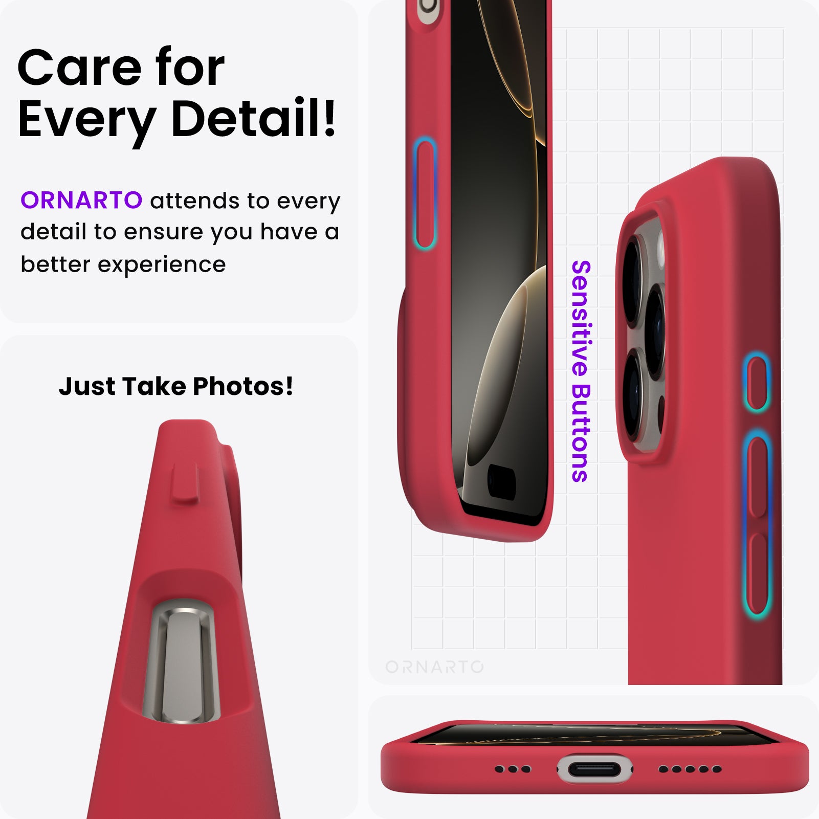 ORNARTO Liquid Silicone Case for iPhone 16 Series