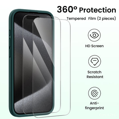 ORNARTO Liquid Silicone iPhone 15 Pro Case with Camera Protection and 2 Screen Protectors